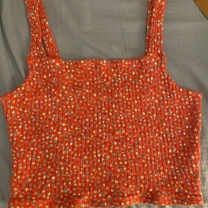 American Eagle Outfitters Red Floral Crop Top